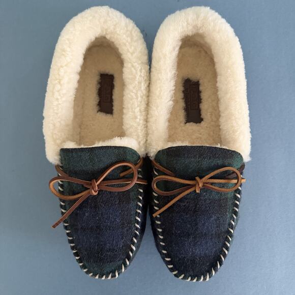 Polo Ralph Lauren Yarmond Slippers Shearling Lined Blackwatch Plaid NWOB Mens 9 - Picture 5 of 11